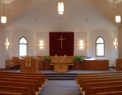 A photograph of the front of the sanctuary.